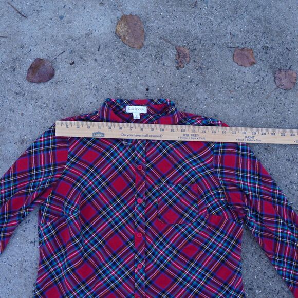 Kim Rogers Red Plaid Flannel Button Down Shirt Long Sleeve Cotton Size M - Picture 9 of 12